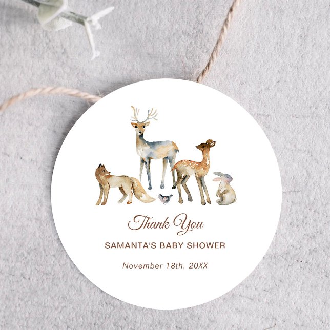 Sticker Rond Animaux Merci de Baby shower de bois (Créateur téléchargé)