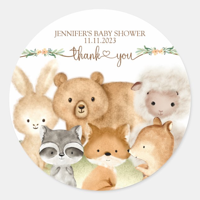 Sticker Rond Animaux Mignons Fourrure Famille Merci (Devant)