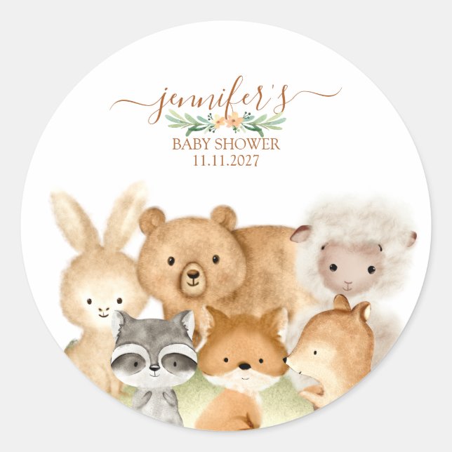 Sticker Rond Animaux Mignons Fourrure Forêt Sauvage (Devant)