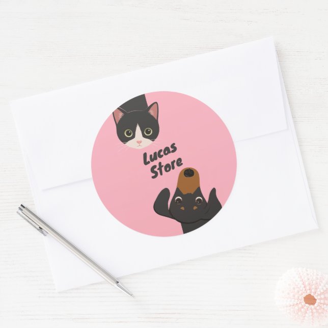 Sticker Rond Animaux mignons gribouillés (Enveloppe)