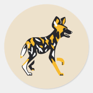 Sticker Rond Animaux sauvages - Chien de chasse du Cap - Chien