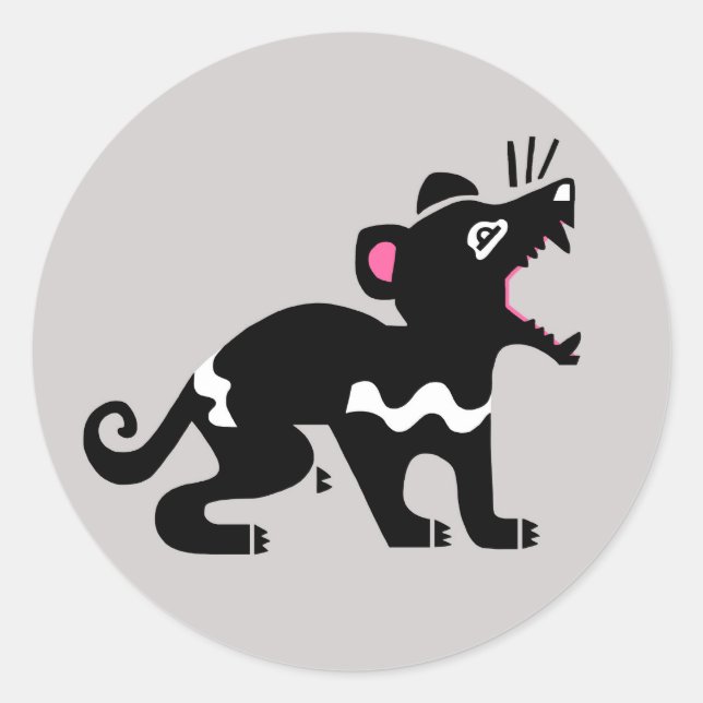 Sticker Rond Animaux sauvages -DIABLE Tasmanien -Australie - (Devant)