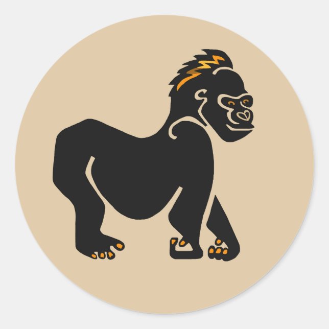 Sticker Rond Animaux sauvages - GORILLA - Nature - Afrique (Devant)