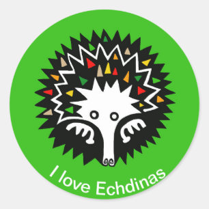 Sticker Rond Animaux sauvages - J'aime ECHIDNAS - Nature - Aust