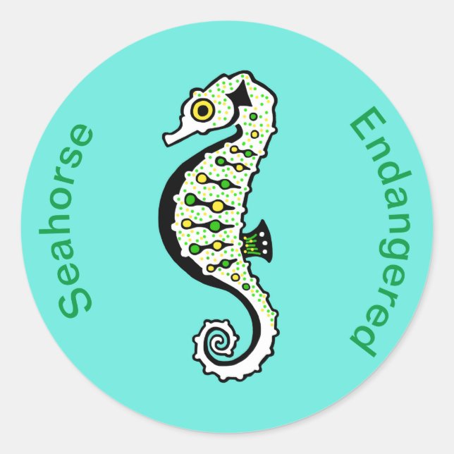 Sticker Rond Animaux sauvages - Knysna SEAHORSE - Nature - Aqua (Devant)