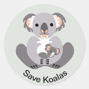 Sticker Rond Animaux sauvages - Sauvez le KOALAS - Animaux en v