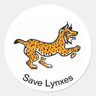 Sticker Rond Animaux sauvages - Save LYNXES - Faune -