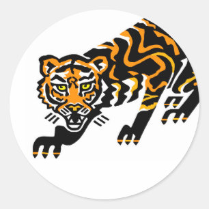 Sticker Rond Animaux sauvages - TIGER - Nature - Asie - Faune