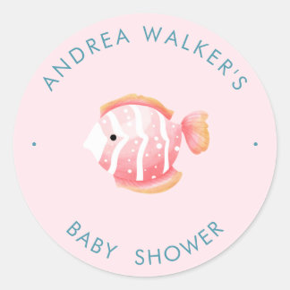 Sticker Rond Animaux sous-marins Baby Shower Coloré