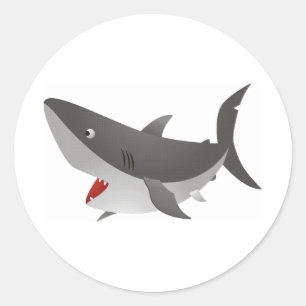 Sticker Rond Animé bâton rond requin