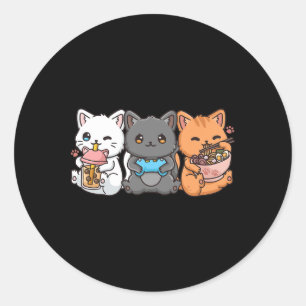 Sticker Rond Anime Bo Thé Buble Thé Jeu Gamer Ramen Cat