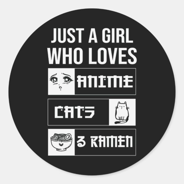 Sticker Rond Anime cadeau parfait, chats et Ramen (Devant)