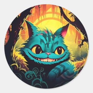 Sticker Rond Anime Cheshire Chat Alice au pays des merveilles