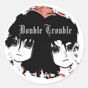 Sticker Rond Anime Double Trouble Mignonne Twin Girls Anime