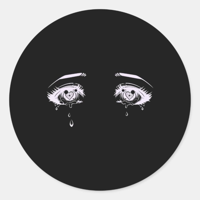 Sticker Rond Anime Eyes Pastel Goth Tee esthétique (Devant)
