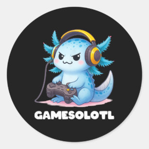 Sticker Rond Anime Gamesolotl Axolotl Garçons 10-12 Gamer Enfan
