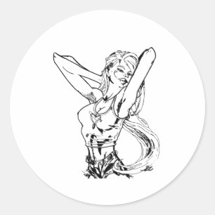Sticker Rond Anime Girl Drag Anime Tattoo