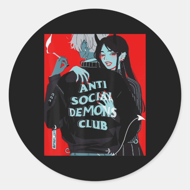 Sticker Rond Anime Girl Kawaii Waifu Egirl esthétique Japonaise (Devant)