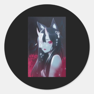 Sticker Rond Anime Girl Kawaii Waifu esthétique japonaise Manga