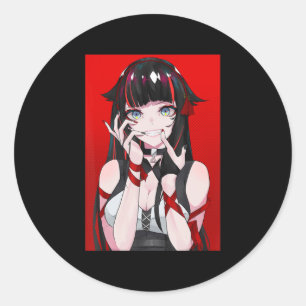 Sticker Rond Anime Girl Kawaii Waifu esthétique japonaise Manga