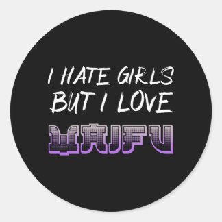 Sticker Rond Anime Girl Waifu