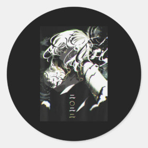 Sticker Rond Anime Girl Waifu esthétique japonaise Otaku