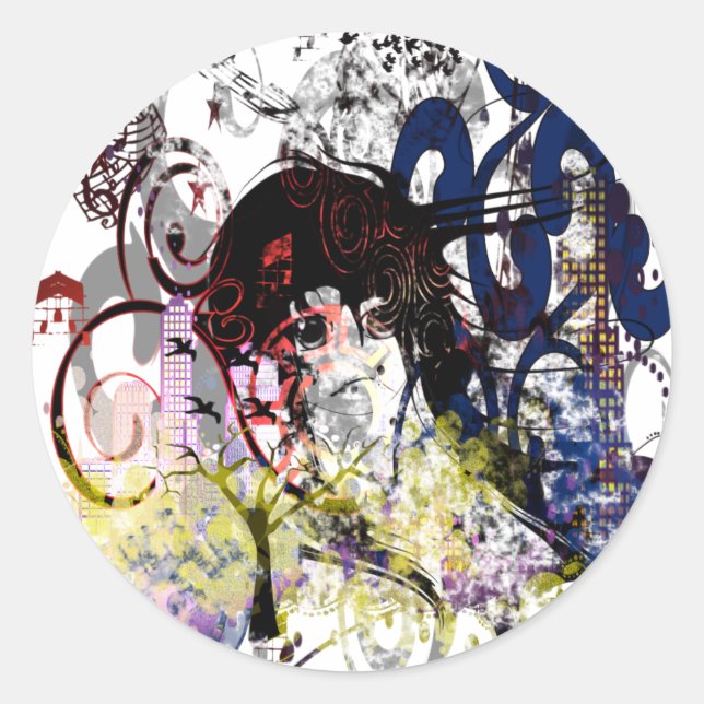 Sticker Rond Anime Girls (Devant)