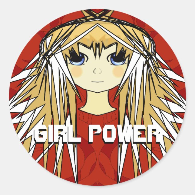 Sticker Rond Anime Girls - - Customisé (Devant)