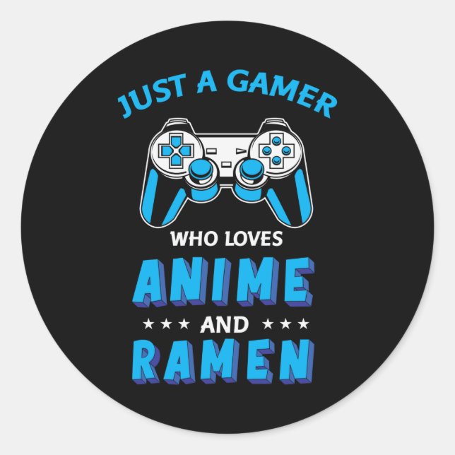 Sticker Rond Anime, Jeux Vidéo et Ramen parfaits (Devant)