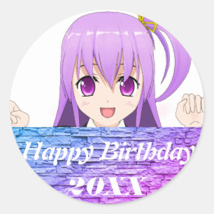 Sticker Rond Anime Joyeux anniversaire adorable japonais