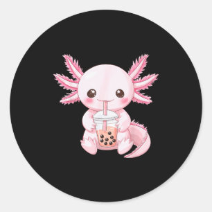Sticker Rond Animé Kawaii Boba Axolotl