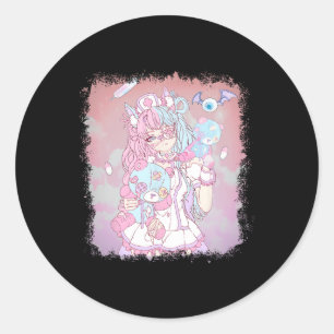 Sticker Rond Anime Kawaii fille esthétique Pastel Soft Waifu Ja