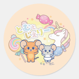 Sticker Rond Anime Magique Candyland avec Jerry et Tuffy