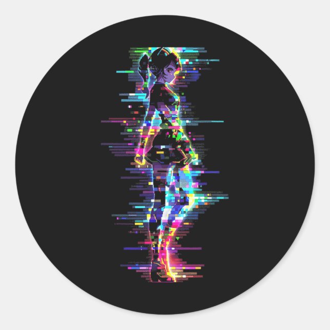 Sticker Rond Anime Manga Graphisme Colorful Artwork Anime (Devant)