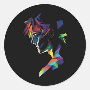 Sticker Rond Anime Manga Motif Coloré Art Anime