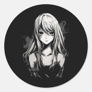 Sticker Rond Anime Manga Motif Pixel Art Anime