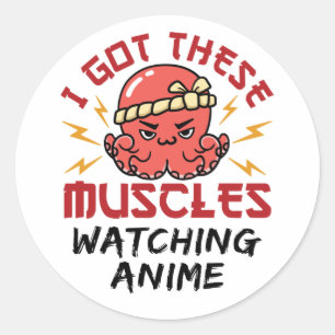 Sticker Rond Anime Nerd J'Ai Ces Muscles Qui Regardent Anime