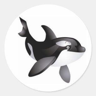 Sticker Rond Animé Orca Whale manche ronde