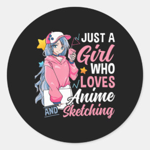 Sticker Rond Anime Otaku Don Juste Une Fille Qui Aime Anime Et 