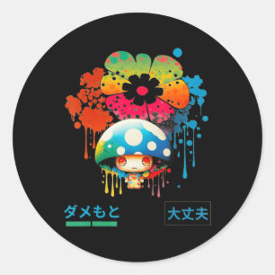 Sticker Rond Anime Slang japonais Phrase Street Style Mode
