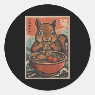 Sticker Rond Anime Squirrel Ramen Japonais Kawaii Cadeaux Pour