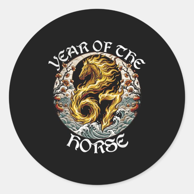 Sticker Rond Anime Srit Fire Horse 2026-7 Mythic Zodiac New Yea (Devant)
