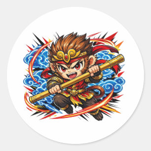 Sticker Rond Anime Sun Wukong Roi Singe - Voyage vers l'Ouest