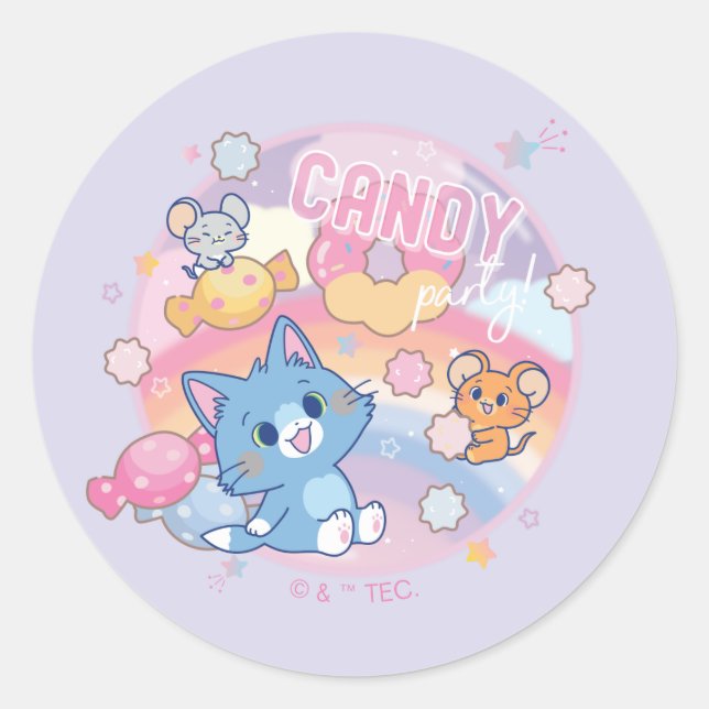 Sticker Rond Anime Tom et Jerry Candy Party (Devant)