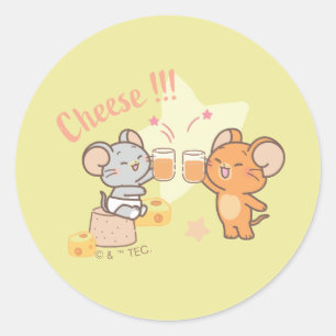 Sticker Rond Anime Tuffy et Jerry Cheese au fromage