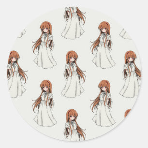 Sticker Rond Anime Weeb Girl Manga Design Motif