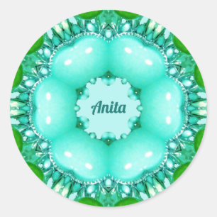 Sticker Rond ANITA ~ Motif fractal Abstrait clair ~