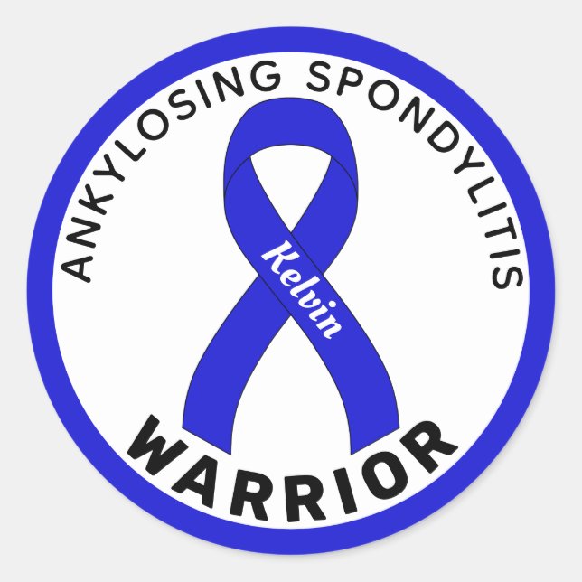 Sticker Rond Ankyloser Spondylitis Guerrier Ruban Blanc (Devant)