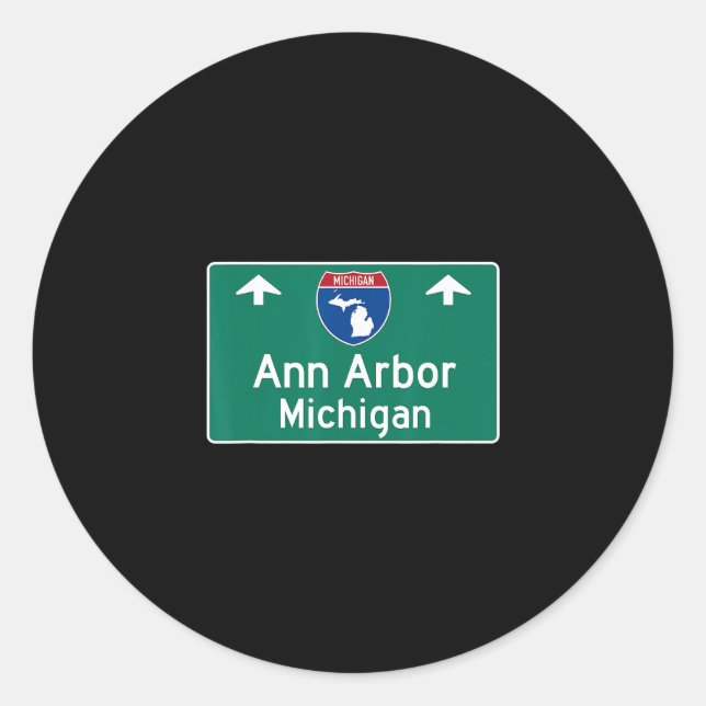 Sticker Rond Ann Arbor Michigan Mi Autoroute Vacances  (Devant)
