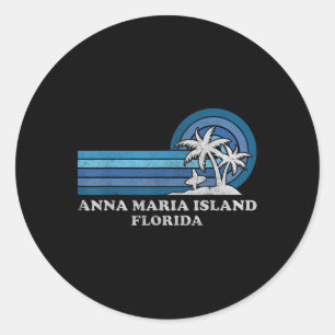 Sticker Rond Anna Maria Island Floride Famille Vintage Été Va